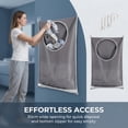 thumbnail image 5 of 2 Pack Hanging Laundry Hamper Bag, Over the Door Dirty Clothes Basket with Bottom Zipper, Large Capacity Wall Mount Laundry Organizer with Hooks & Adhesive Stickers for Bathroom Bedroom, 5 of 7