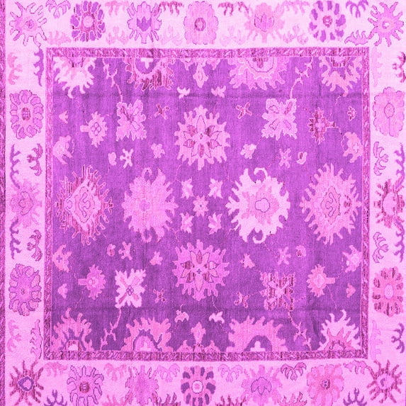 Ahgly Company Indoor Square Oriental Pink Traditional Area Rugs, 3' Square