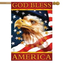 God Bless America Bald Eagle House Flag Patriotic 4th of July 28" x 40"