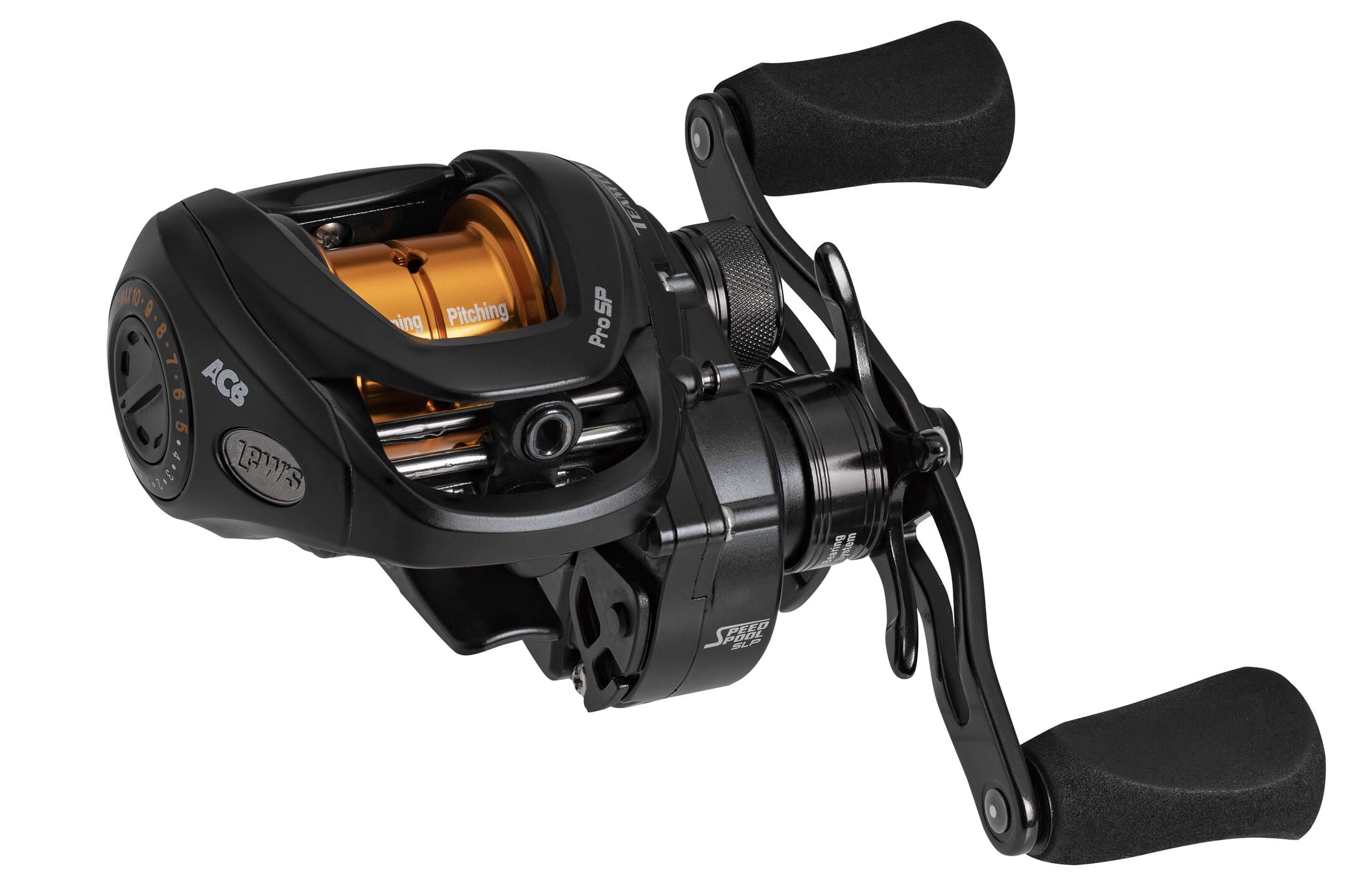 Lew's Team Lew's Pro SP Skipping and Pitching SLP Baitcast Fishing Reel, 8.3:1 Gear Ratio, Left-Hand Retrieve, Black