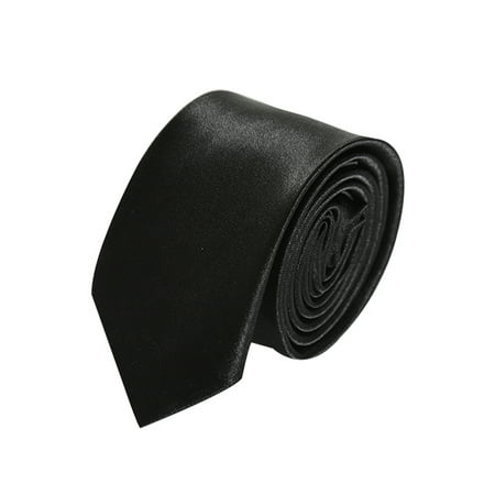 Mens Bussiness Party Self Tie Neckwear Slim Necktie Black