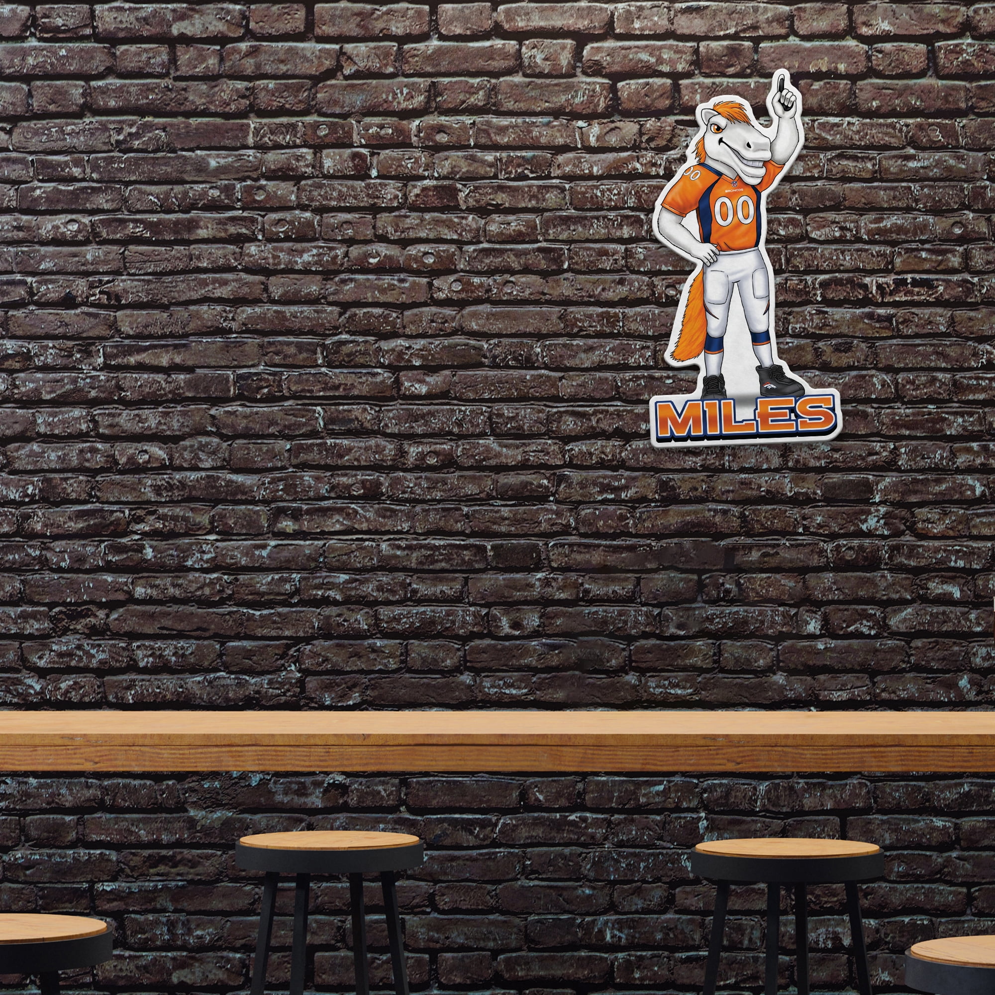 BRONCOS SHAPE CUT MASCOT LOGO PENNANT WITH HEADER CARD