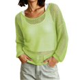 thumbnail image 6 of Qingpeng Womens Crochet Hollow Out Tops Summer Long Sleeve Cover Ups Fashion Fall Casual Outfits Streetwear for Women, 6 of 9