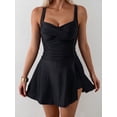 thumbnail image 2 of SKQIT Sweetheart Neck Ruched Swim Dress, Tummy Control One Piece Swimsuit with Adjustable Straps, 2 of 6
