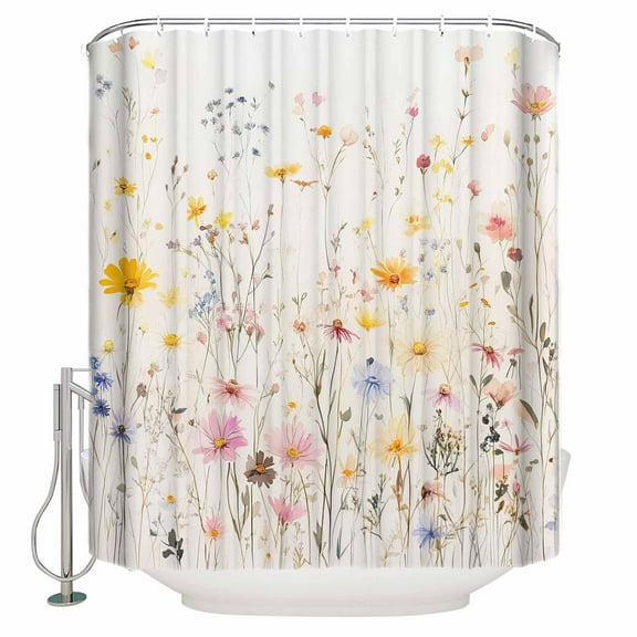 54x78 Inch Shower Curtain Decorative Country Wildflowers Bathtub Bath Curtains Fabric Waterproof Bathroom Decor Spring Rustic Vintage Botanical Small Stall Shower Curtain Set with 12 Hooks
