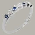 thumbnail image 2 of LBG British Made 18k White Gold Real Genuine Opal & Sapphire Womens Eternity Ring - 33 size options - Size 8.25, 2 of 9