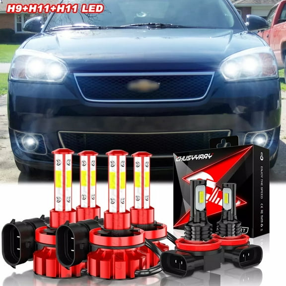 For Chevrolet Malibu 2006-2012 LED Headlight High Low Beam Fog Light Bulbs Kit 6000K Pure White 6x