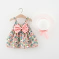 thumbnail image 2 of Girls Dresses Baby Toddler Girls Summer Rainbow Print Sleeveless Sundress with Sun Hat Baby Dress Pink 2 Years-3 Years, 2 of 6