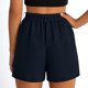 thumbnail image 3 of Pantalones Cortos de Ajuste Suelto para Mujeres Moda Casual Alta Cintura de Lino Mezcla Pantalones Cortos con Bolsillos, Poliéster Suave Recto Sólido Fondo de Verano para Diario, 3 of 6