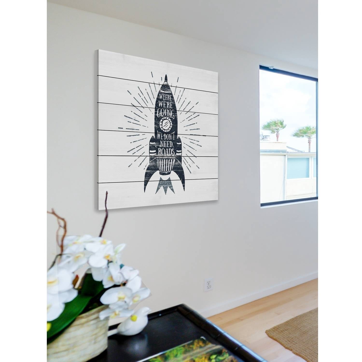 No Roads Needed Painting Print on White Wood