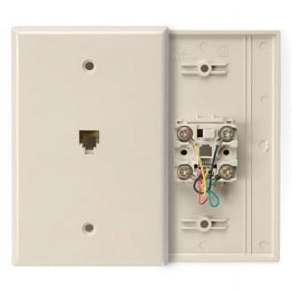 Leviton 40549-I Ivory Midway 6P4C Telephone Jack Wallplate