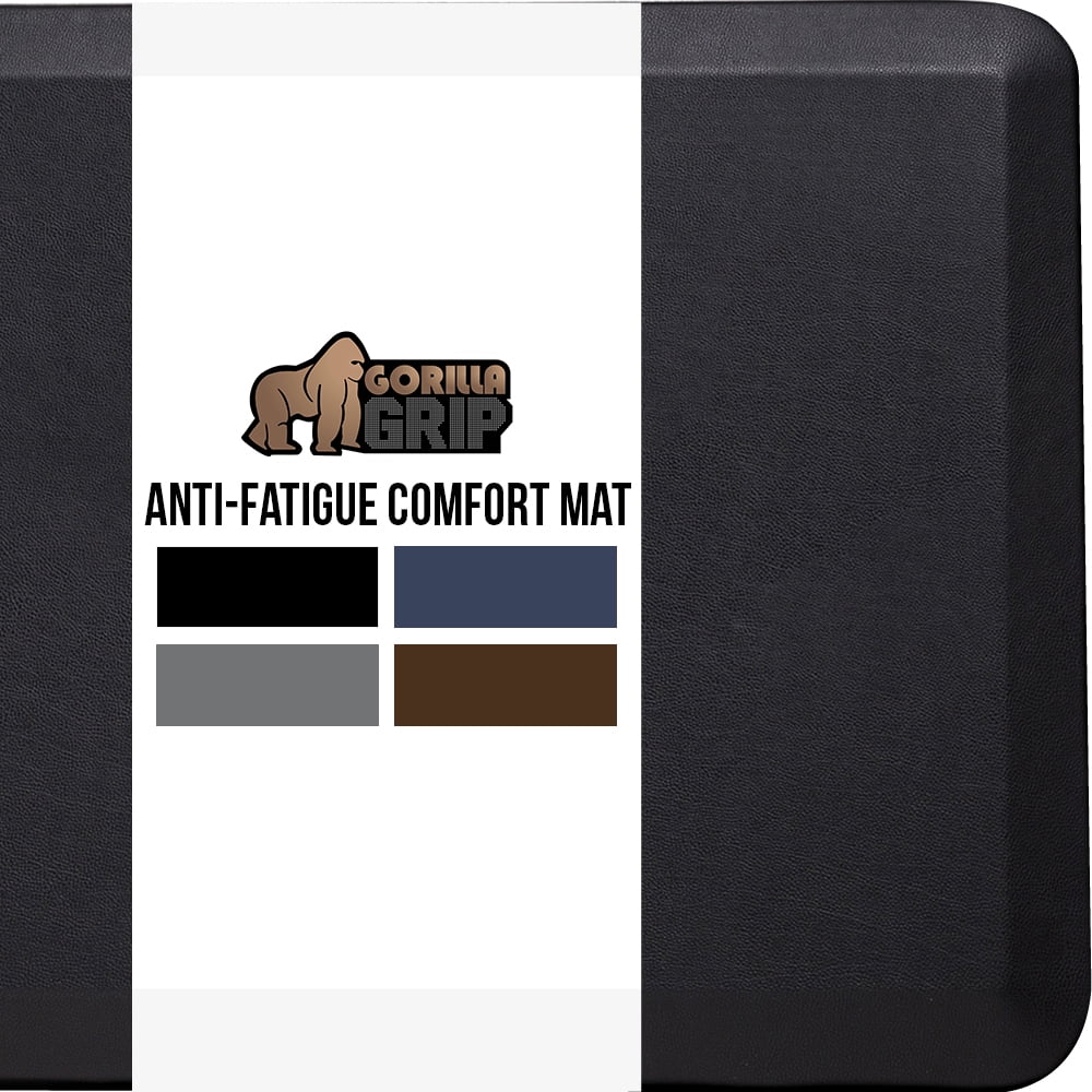 GORILLA GRIP Comfortable Cushioned Kitchen Mats, Waterproof and Stain Resistant Soft Top, 3/4 Inch Thick Ergonomic Standing Desk Anti Fatigue Mat, Foam Supports Ankles and Feet, 17x24, Black