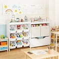 thumbnail image 2 of COSVALVE Wooden Kids Toy Storage Organizer with Bookshelf,9 Box Bins,Movable Drawer for Nursery Playroom Bedroom(White), 2 of 19