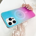 thumbnail image 2 of OOK For iPhone 13 Pro Case Magnetic, Compatible with Magsafe Cute Gradient Rainbow Iridescent Matte Protective Phone Case with Screen Protector for Girls Women, Fluorescent Blue & Pink, 2 of 6