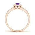 thumbnail image 2 of ANGARA Natural Oval Amethyst Split Shank Halo Ring in 14K Rose Gold for Women (Size-6x4mm) | February Birthstone, Birthday, Anniversary, Jewelry Gift for Women | Natural Amethyst Ring, 2 of 8