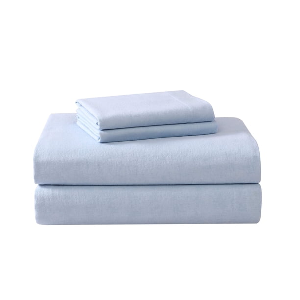 Sábanas de franela Laura Ashley de algodón azul sereno de tamaño completo