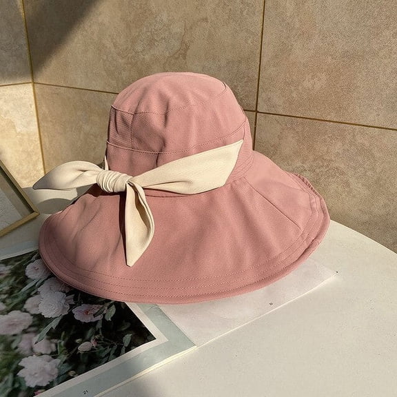 COCOpeaunt Fashion New Bow Sun Hat Summer Autumn Panama Women Anti-UV Wide Brim Beach Hat Bowknot Foldable Bucket Hat Fisherman Cap
