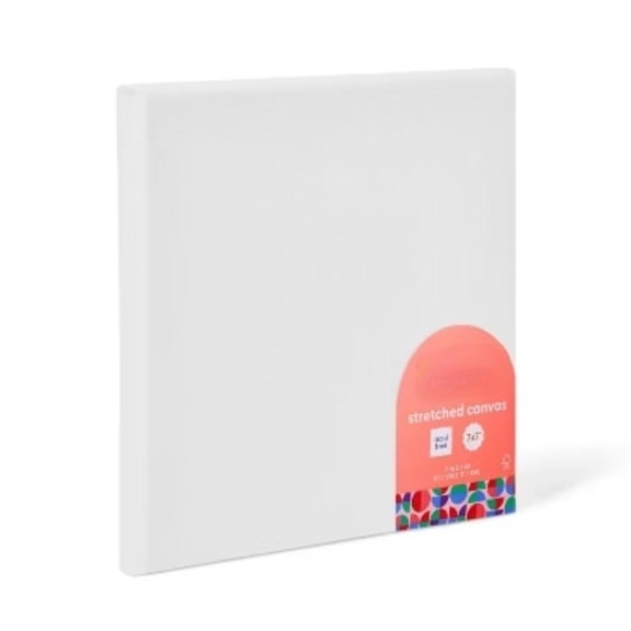 7"x7" Stretched Canvas White Art Canvases for Painting, 0.6" Depth, Single Pack
