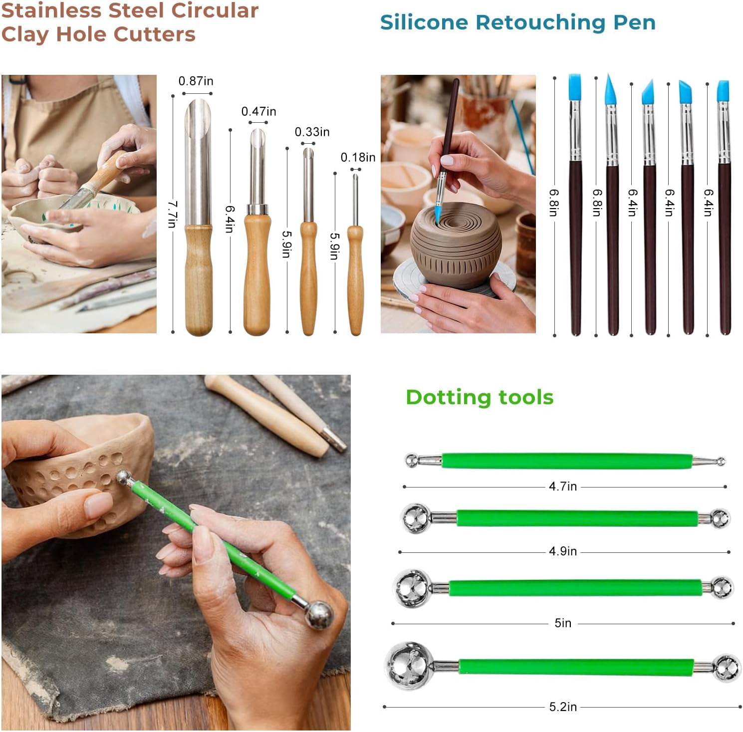 42 PCS Adult Clay Sculpting Tools Kit, All-in-One Pottery Tool Set for Carving, Molding & Shaping - for Adult Hobbyists and Artists
