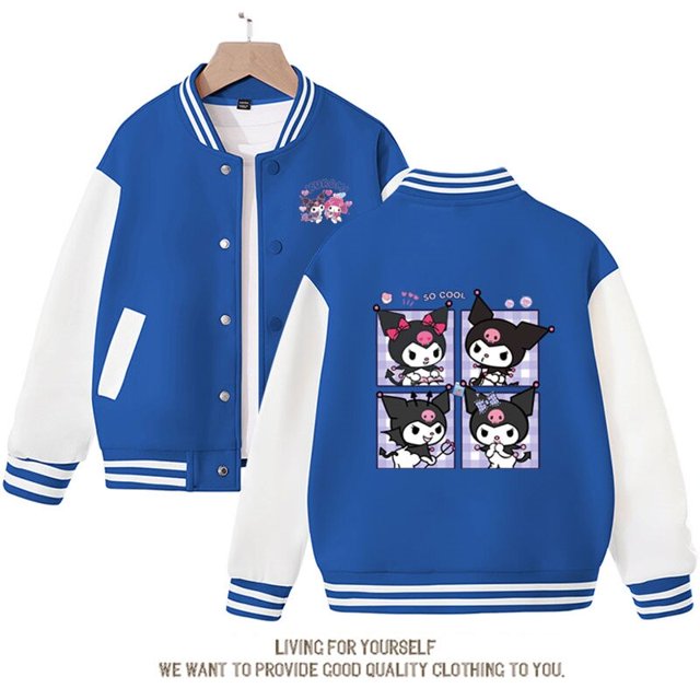 Sanrio Kuromi-abrigo para niña, ropa deportiva holgada de estilo coreano para niño, uniforme de béisbol de estilo extranjero, regalo, primavera y otoño