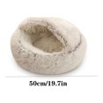 thumbnail image 2 of Nkmbld Cozy Dog Bed House, Round Pet Bed Winter Warm Sleeping Bag, Anti-Slip & Washable Super Soft Fluffy Plush Pet Bed, Brown, 2 of 7