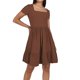 thumbnail image 1 of Vestido informal de playa con cuello cuadrado y pliegues en línea A para mujer - Tejido transpirable, estilo versátil, sandalias/zapatillas deportivas - Tallas S-XL para vacaciones, 1 of 4
