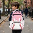 thumbnail image 5 of FKELYI 17 Inch Schoolbag Spacious Kids Backpack with Multi-Pockets for Boys Primary School Bookbag Baseball Pink Drip Print Travel Backpacks for Elementary Student, 5 of 7