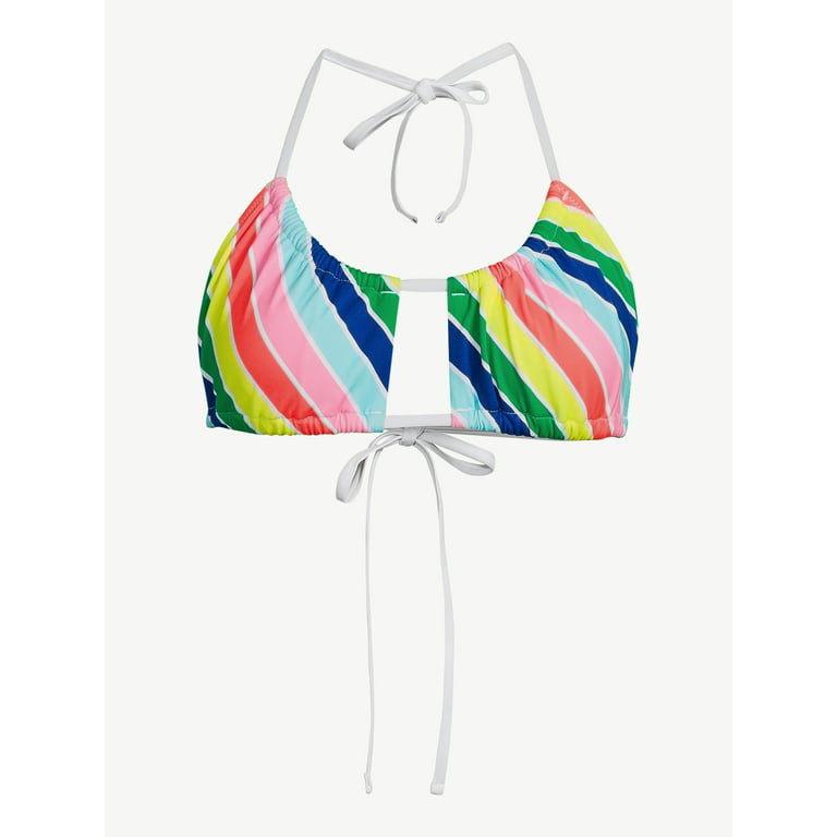 Love & Sports Women's Diagonal Stripe Print Malibu Bikini Top, Sizes XS-XXL  