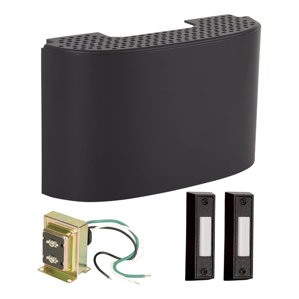 Kit de timbre de puerta con cable Craftmade CK2001-FB con botón negro mate