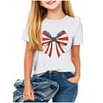 thumbnail image 2 of Fatuov Independence Day T-Shirt for Girls Short Sleeve Summer Comfortable Graphic Tee for Children American Flag Print 4th of July Round Neck Patriotic Tshirt 2-12 Years, 2 of 4