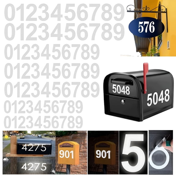 CCOCC Reflective Mailbox Numbers for Outside - 7 Sets Waterproof Mailbox Numbers Stickers, 2" ,3" & 4" Self Adhesive 0-9 Vinyl Number for Mailbox, Door, Garbage Bins, Address Number (White)