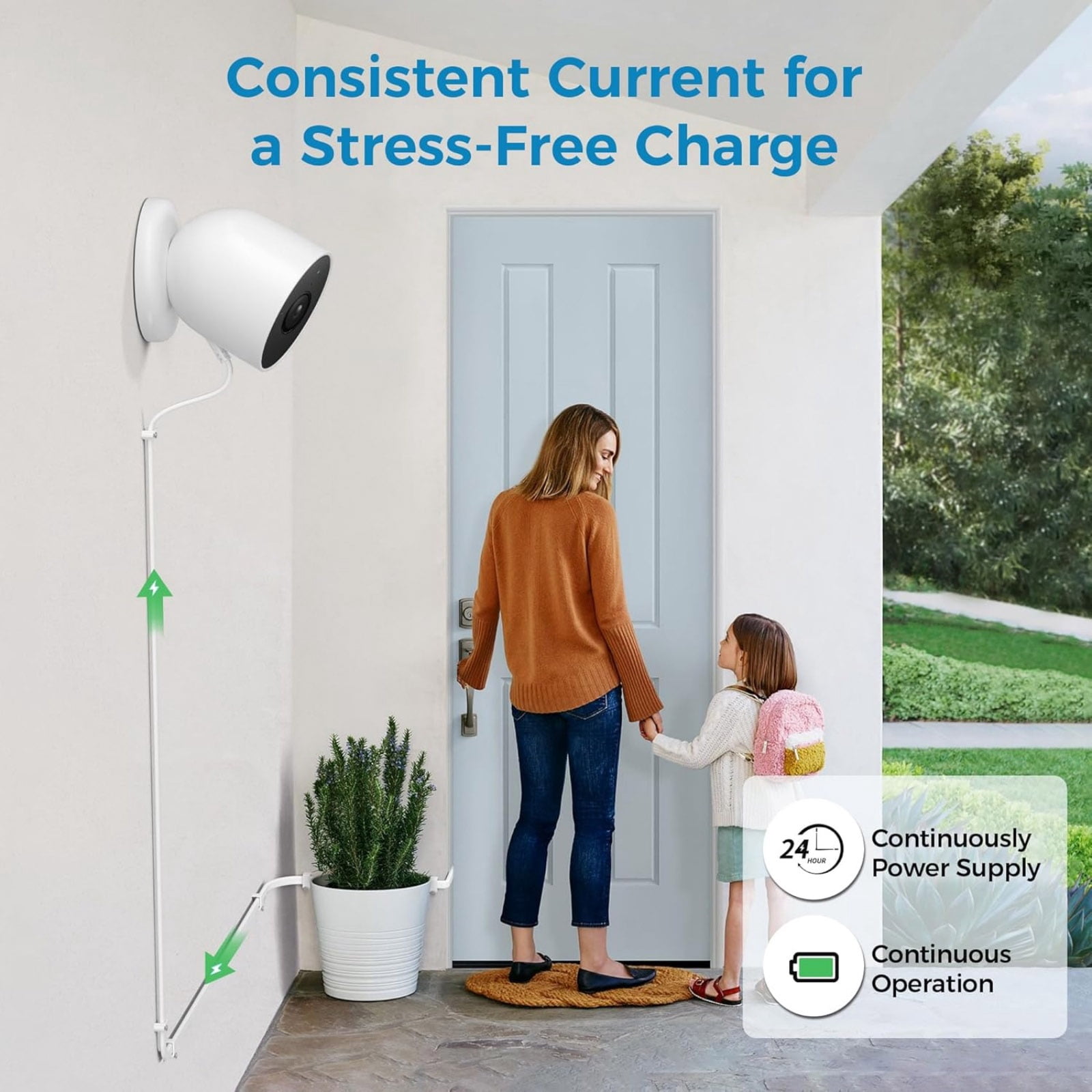APPLAYERR Magnetic Connection Power Cable 17FT Waterproof Flat Wire With 25 Cable Clips For Nest Cam Battery