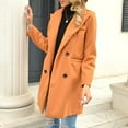 thumbnail image 3 of Tejiojio Clearance Rollbacks Fashion Women's Solid Color Lapel Woolen Cloth Leisure Time Long Coat, 3 of 8