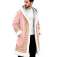 thumbnail image 2 of Christmas Men's Santa Trench Coat Trendy Plush Coats Long Peacoats Xmas Long Hooded Cardigans Light Pink M, 2 of 6