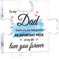 Puzzle Gifts for Dad - 4" x 3.3" Acrylic Puzzle Piece Plaque Dad Gifts Birthday Thanksgiving Christmas Decor Dad Gifts from Daughter Son