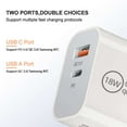 thumbnail image 3 of 18W Dual-Port Wall Charger for Cricket Icon 2 (High Powered Fast Charging USB-C Power Delivery/USB-A Quick Charge 3.0) - White, 3 of 7