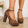 thumbnail image 2 of SACFOF Women's Mary Jane Pumps, Closed Round Toe, Block Heel with Ankle Strap Buckle, 4.12 Inch High Heel, 2 of 6