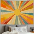 thumbnail image 2 of Chilfamy Boho Burning Sun Tapestry Wall Hanging, Retro 70s Abstract Vintage Geometric Rainbow Sunrise Tapestries for Bedroom Living Room Backdrop  Painting, 2 of 6