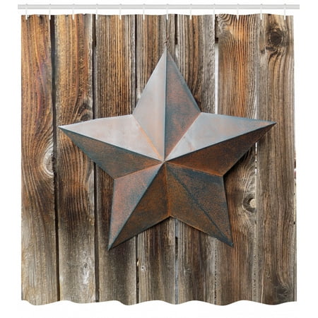 Primitive Country Shower Curtain Antique Rusty Star Figure On The