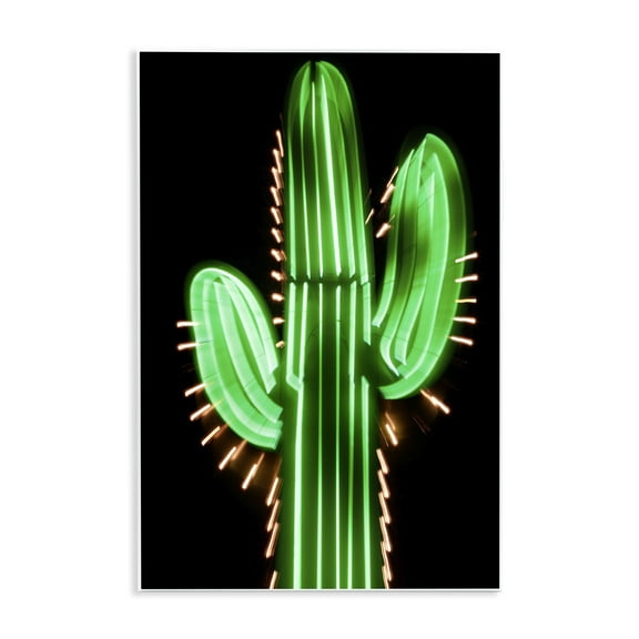Stupell Industries Neon Lights Cactus Botanical & Floral Painting Unframed Art Print Wall Art, 10 x 15