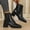 Black, variant on Bnwani Women Boots Winter Fashion Toe Square Mid-Heel Chunky Ankle Casual Solid Boot Black Size 5.5