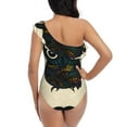 thumbnail image 6 of Yiaed Owl with Mandala Print Women One Piece Swimsuits Tummy Control One Shoulder Bathing Suits Pattern Ruffle Swimwear-X-Large, 6 of 8