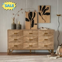Tcbosik 59.4" Modern Dresser with 2 Doors and 3 Drawers, Chest of Drawers for Bedroom, Living Room, Natural
