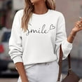 thumbnail image 4 of Oversized Sweatshirt For Women Trendy Daily Home Outdoor Workout Solid O Neck T Shirt Printed Winter Pullover Jumper Tops, 4 of 8