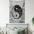 thumbnail image 4 of Ying Yang Decor Tapestry, Minimalistic Traditional Asian Rustic Wooden Floor Effect Modern Art Style, Wall Hanging for Bedroom Living Room Dorm Decor, 40W X 60L Inches, Black Gray, by Ambesonne, 4 of 5
