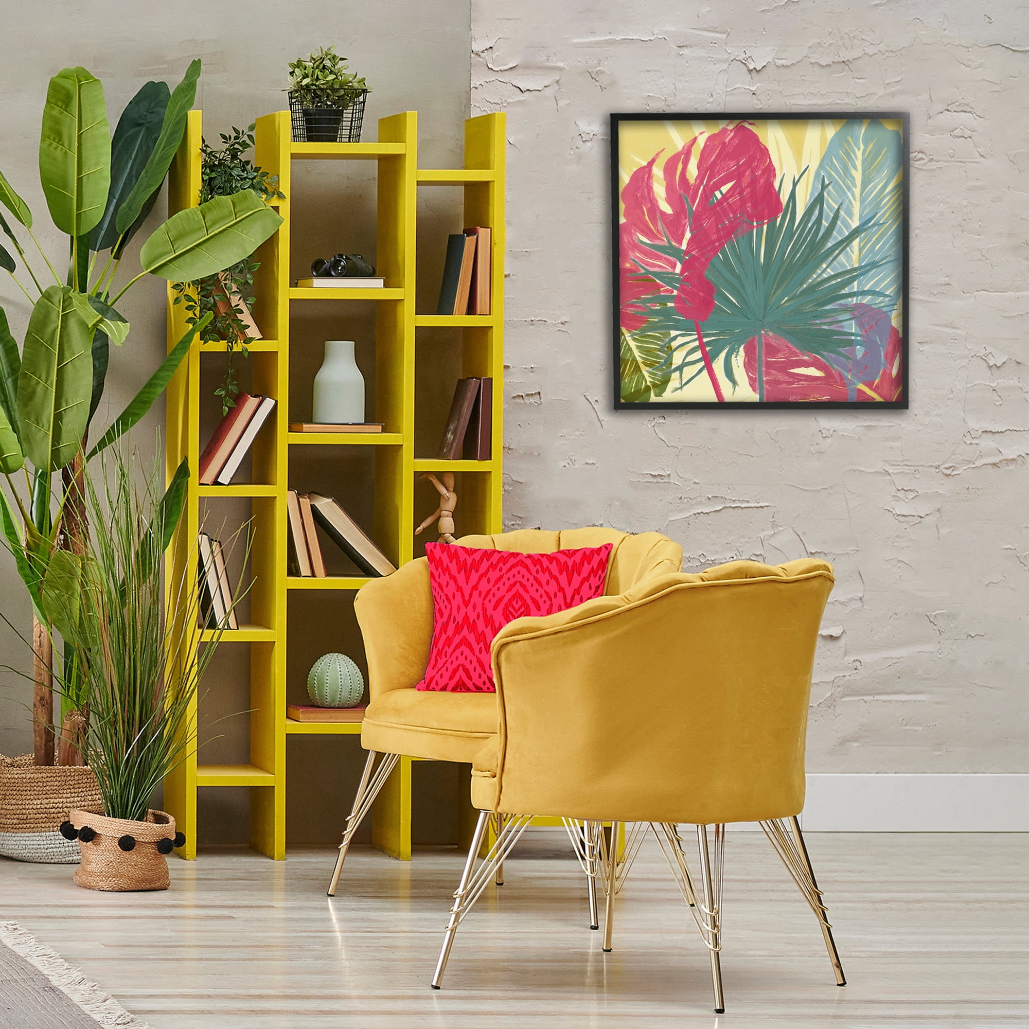Stupell Industries Bold Botanical Party Botanical & Floral Painting Black Framed Art Print Wall Art, 24 x 24