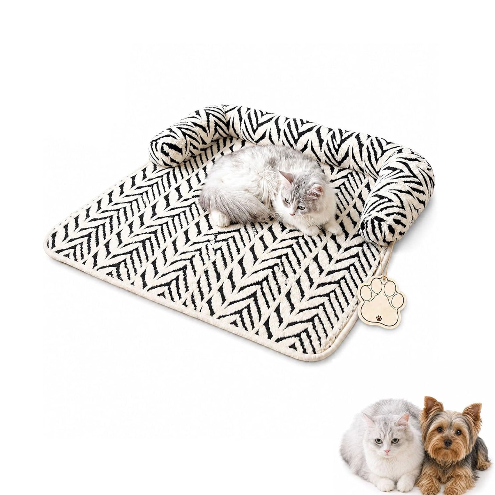 CuddlesMeow Large Plush Cat Mat for Sofa Cozy Non Slip Bed for Cats & Small Dogs