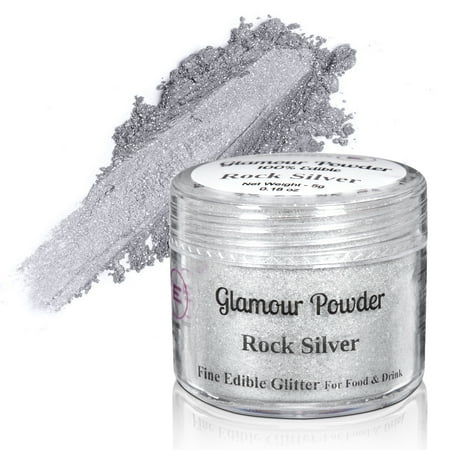 EasySweetz Edible Glitter | Rock Silver| 5 Gram Edible Glitter Dust | 100% Edible Glitter for Cakes, Cupcakes, Cake Pops, Sugar Cookies, Drinks, Dessert | Vegan Glitter | KOSHER Certified