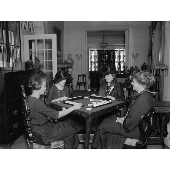 Four Women Playing Mah Jong History (24 x 18)