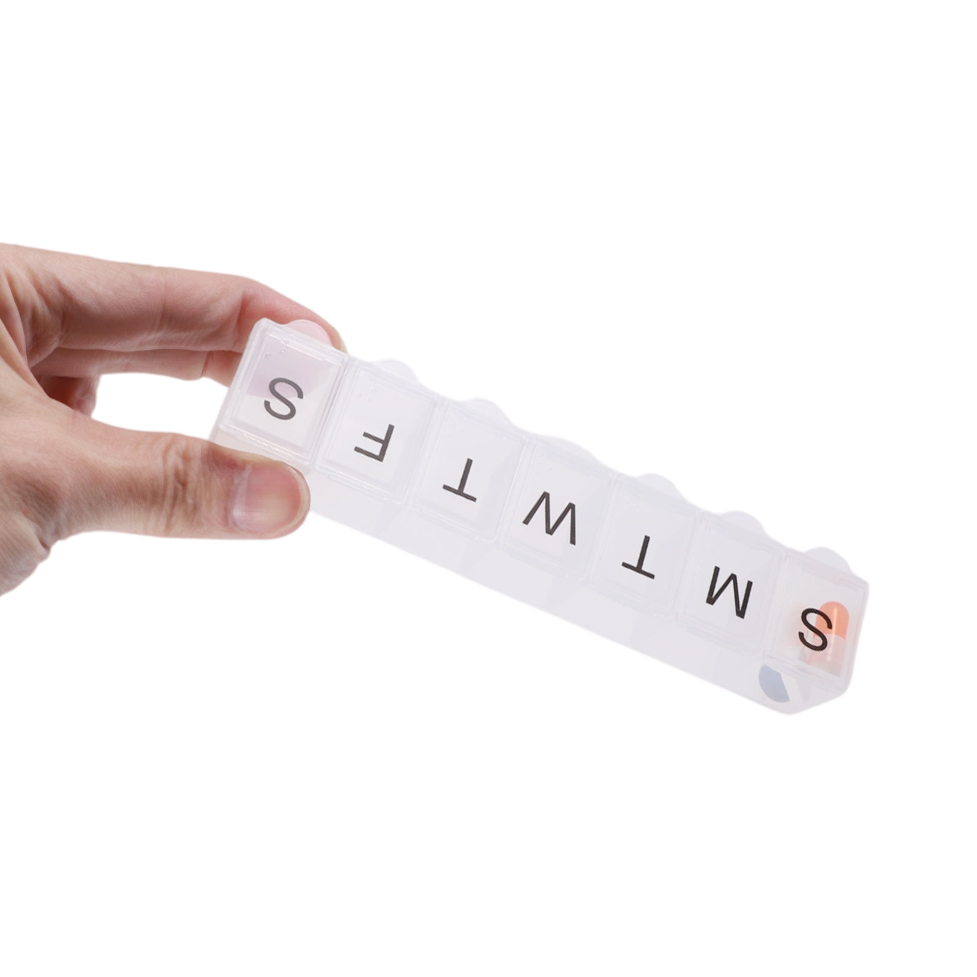 Unique Bargains Lightweight 7 Compartment Single Row Pill Case Clear